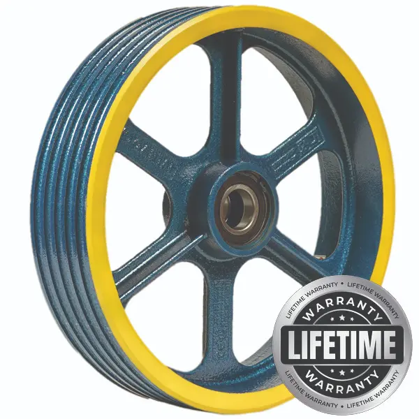 فلکه هرزگرد چدنی اقتصادی قطر 400 ، 5 شیار ، گام 14 تا 17 با شفت 40 ، دو بلبرینگ(ژاپن) همراه ملزومات  