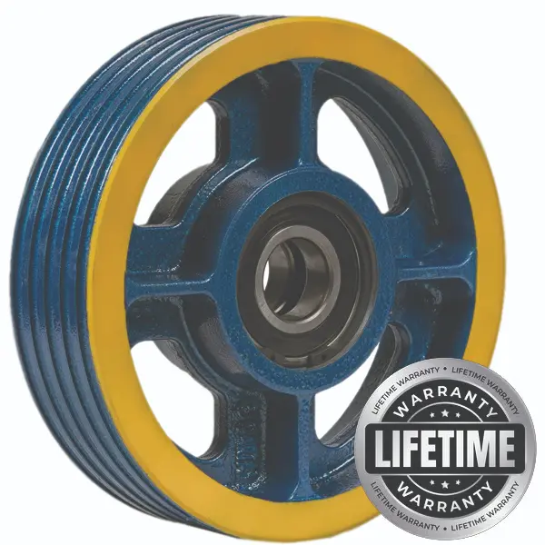 فلکه هرزگرد چدنی قطر 320 ، 4 شیار ، گام 12 تا 17 با شفت 50 ، دو بلبرینگ(چین) همراه ملزومات  