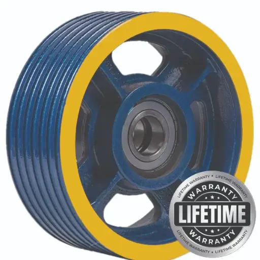 فلکه هرزگرد چدنی قطر 320 ، 7 شیار ، گام 12 و 13 با شفت 60 ، دو بلبرینگ(چین) همراه ملزومات  