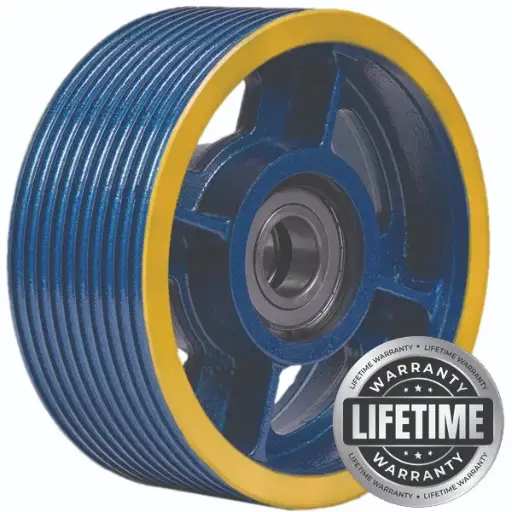 فلکه هرزگرد چدنی قطر 320 ، 10 شیار ، گام 12 با شفت 60 ، دو بلبرینگ(چین) همراه ملزومات  