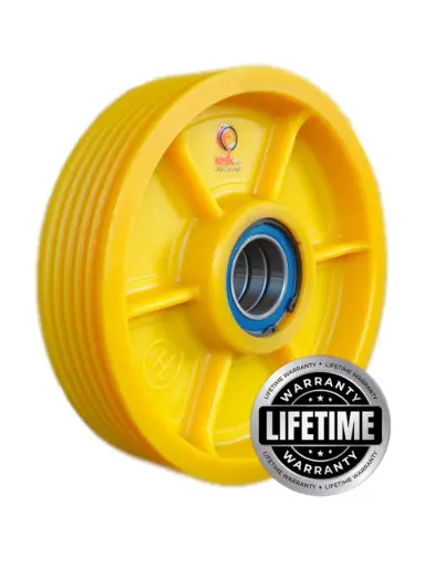 فلکه هرزگرد Mc Nylon (پلی آمید ) اقتصادی قطر 320 ، 5 شیار ،  تا گام 17 با شفت 60 ، 3 بلبرینگ(چین) همراه ملزومات  