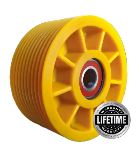 فلکه هرزگرد Mc Nylon (پلی آمید ) قطر 320 ، 11 شیار ،  گام 12 با شفت 60 ، 3 بلبرینگ(چین) همراه ملزومات  